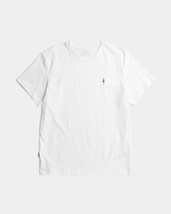 NIKIN TreeShirt Weisses Bio-Baumwoll-T-Shirt, weiss, kleines Baumlogo, GOTS-zertifiziert, nachhaltig.