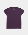 The TreeShirt Women Deep Purple is a soft Bio-Baumwolle short-sleeve T-shirt in plain purple, featuring a small white arrow graphic on the left chest and shown on a white background.