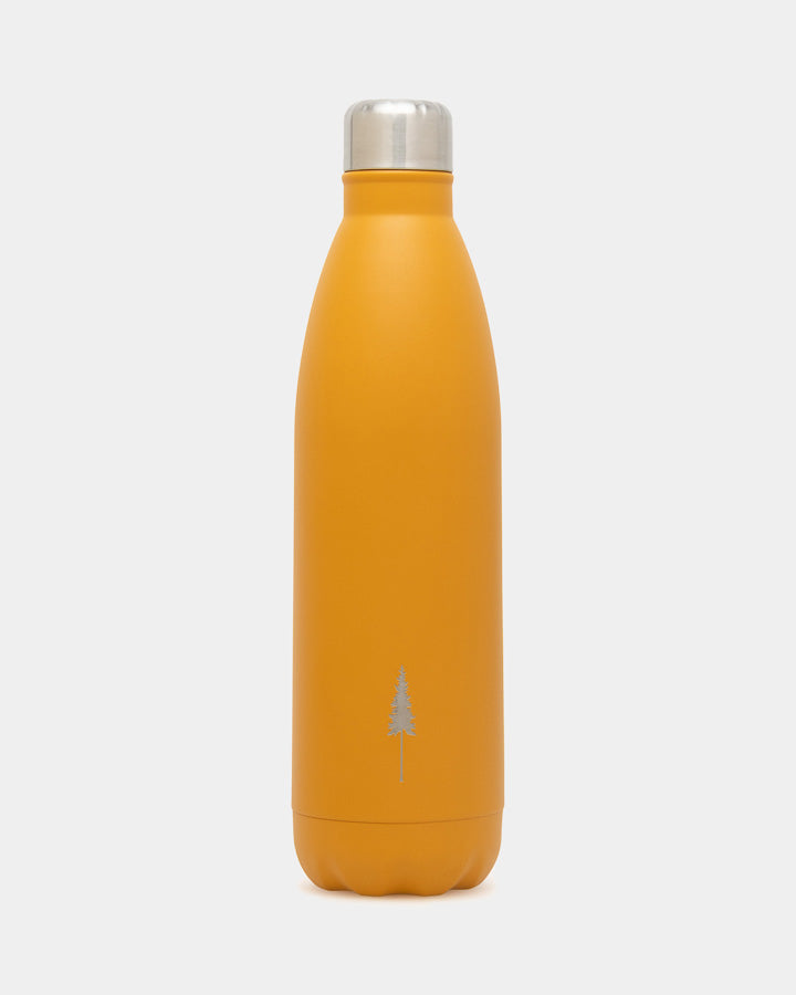 NIKIN TreeBottle Mustard Edelstahl-Trinkflasche, orange, silberner Deckel, BPA-frei, Baum-Logo.
