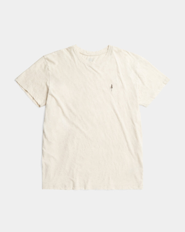 The Urban Explorer TreeShirt is a plain, short-sleeved, off-white tee with a small embroidered logo on the left chest, laid flat on a light background—perfect for urban adventurers.