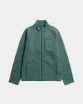 The Nature Nomad TreeJacket is a green zip-up fleece with a stand collar, zippered chest pocket, two side pockets, and a small left-chest logo—an eco-friendly jacket shown flat on a light gray background.