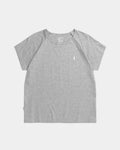 NIKIN TreeShirt Raglan Coffee Damen T-Shirt, Bio-Baumwolle, grau meliert, weißes Logo vorne.