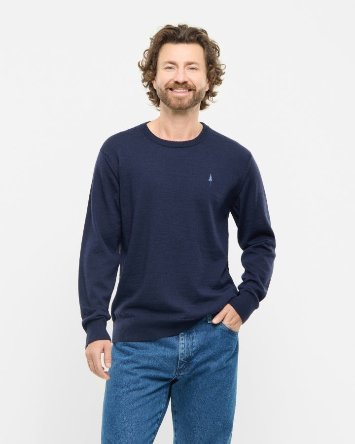 TreePullover Laine mérinos Bleu marine foncé