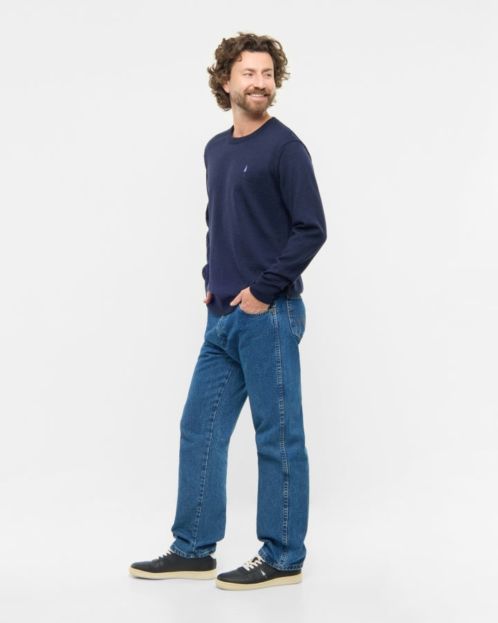TreePullover Laine mérinos Bleu marine foncé