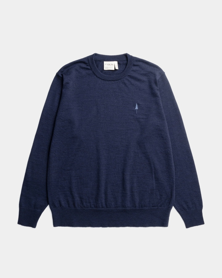 TreePullover Laine mérinos Bleu marine foncé