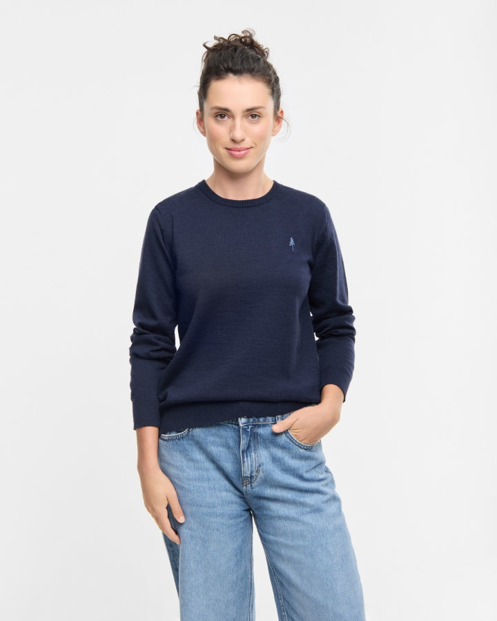 TreePullover Merino Wool Women Dark Navy