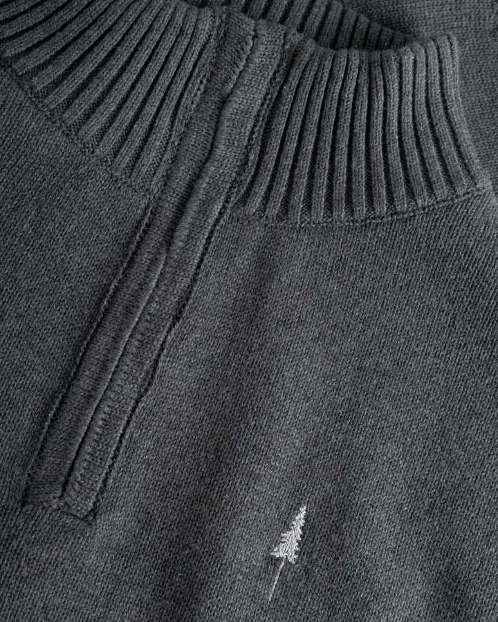TreePullover en maille col zippé Anthracite Mel