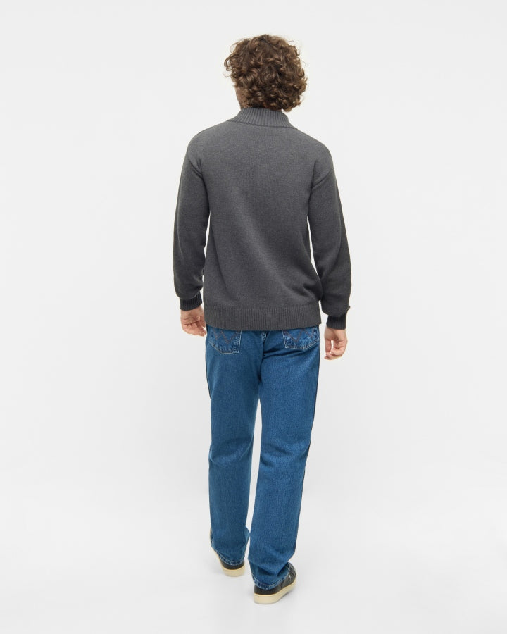 TreePullover en maille col zippé Anthracite Mel