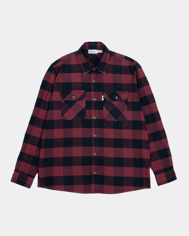 TreePlanter Overshirt Check Deep Maroon-Black