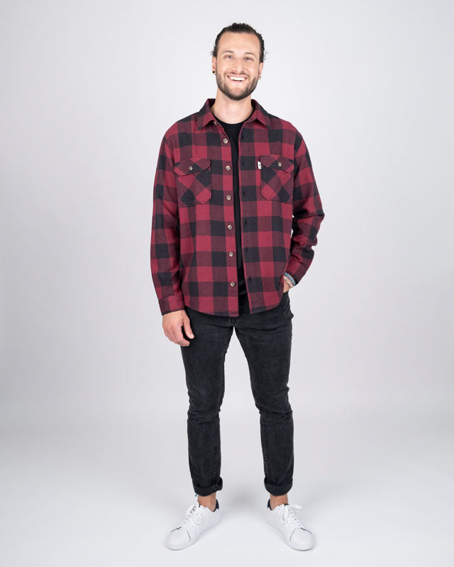 TreePlanter Overshirt Check Deep Maroon-Black