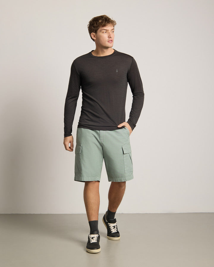 TreeShirt Longsleeve Wool Slim Dark Anthracite Mel