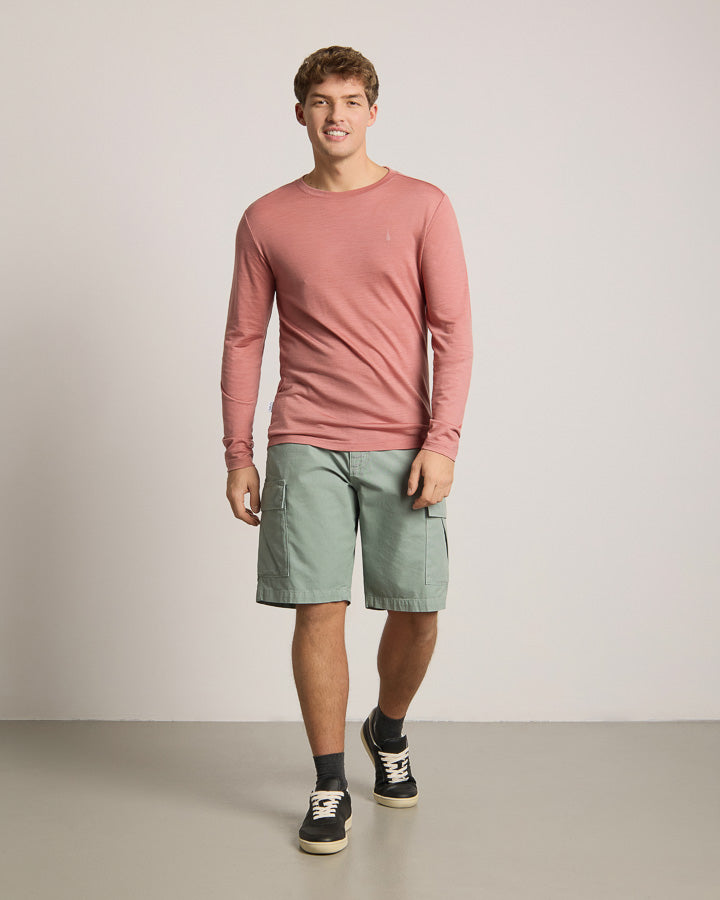 TreeShirt Longsleeve Wool Slim Salmon Rose Mel