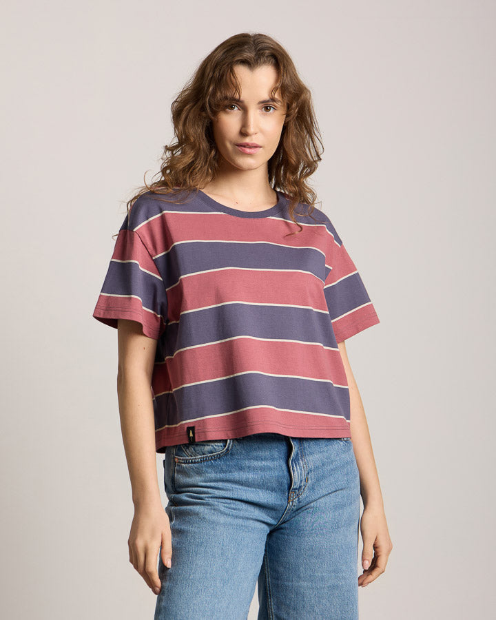 TreeShirt Striped Oversized Women Dark Ink-Blush