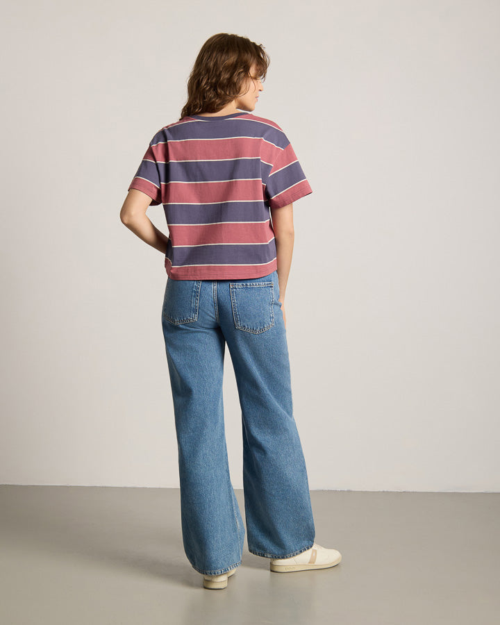 TreeShirt Striped Oversized Women Dark Ink-Blush