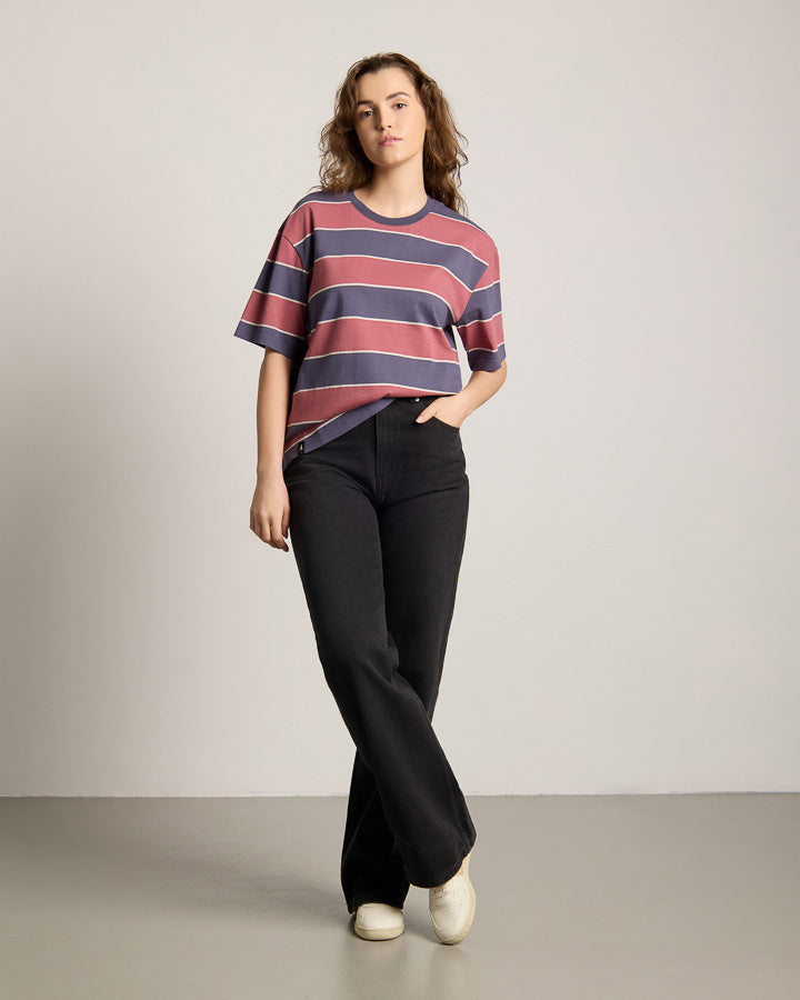 TreeShirt Striped Oversized Dark Ink-Blush