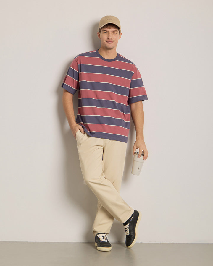 TreeShirt Striped Oversized Dark Ink-Blush