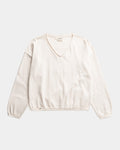 NIKIN TreePullover Damen Strickpullover V-Ausschnitt oversize, langarm, Farbe Faded Pearl Weiss.