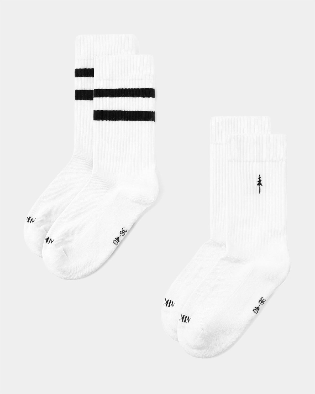 TreeSocks Ribbed Classic 2-Pack White