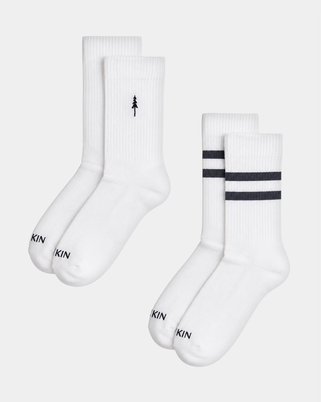 TreeSocks Ribbed Classic 2-Pack White