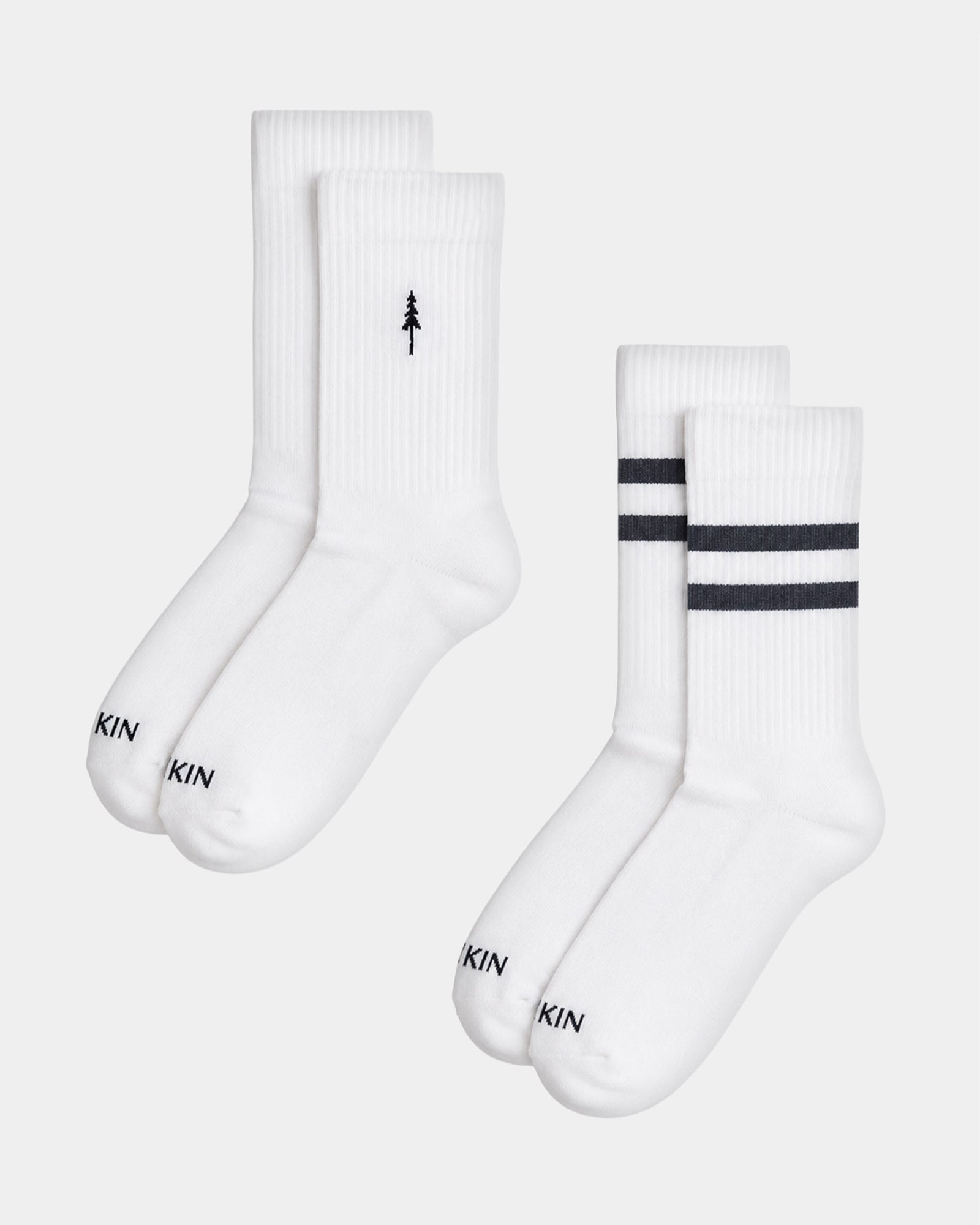 TreeSocks Ribbed Classic 2-Pack White