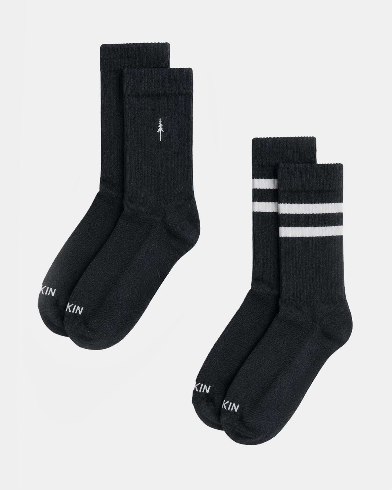 TreeSocks Ribbed Classic 2-Pack Black
