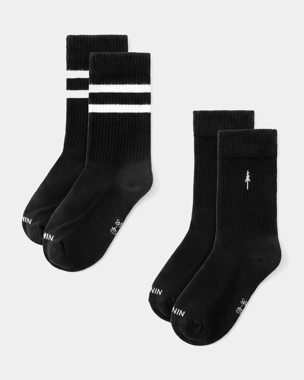 TreeSocks Ribbed Classic 2-Pack Black