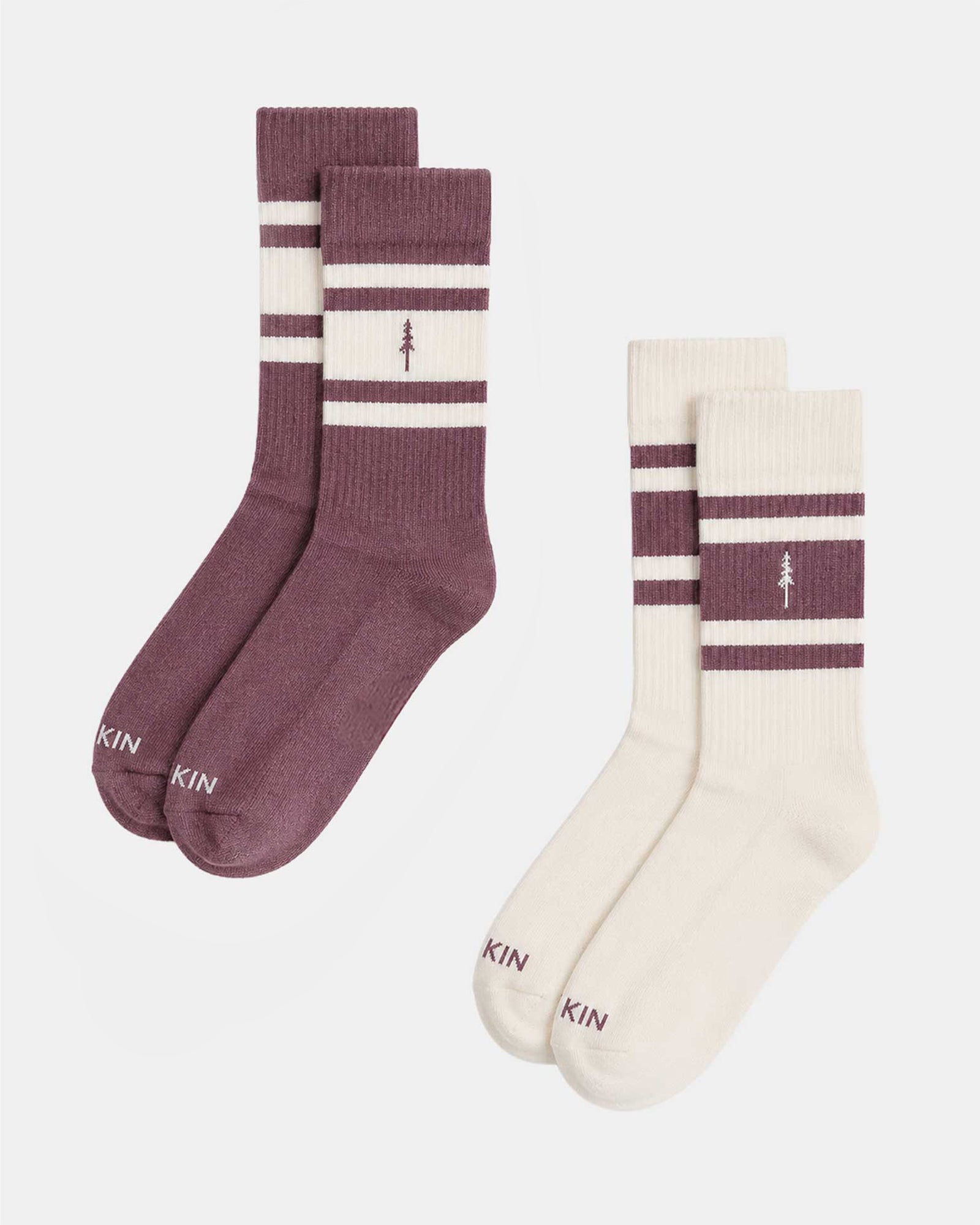 TreeSocks Ribbed Striped 2-Pack Cocoa-Off White