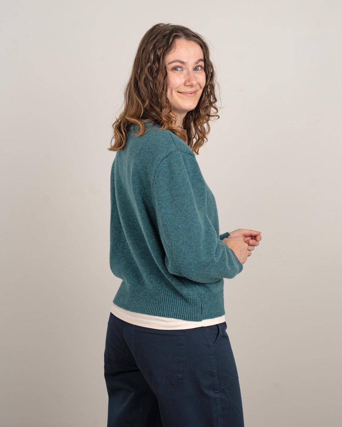 TreePullover Reclaimed Wool Women Marine Teal