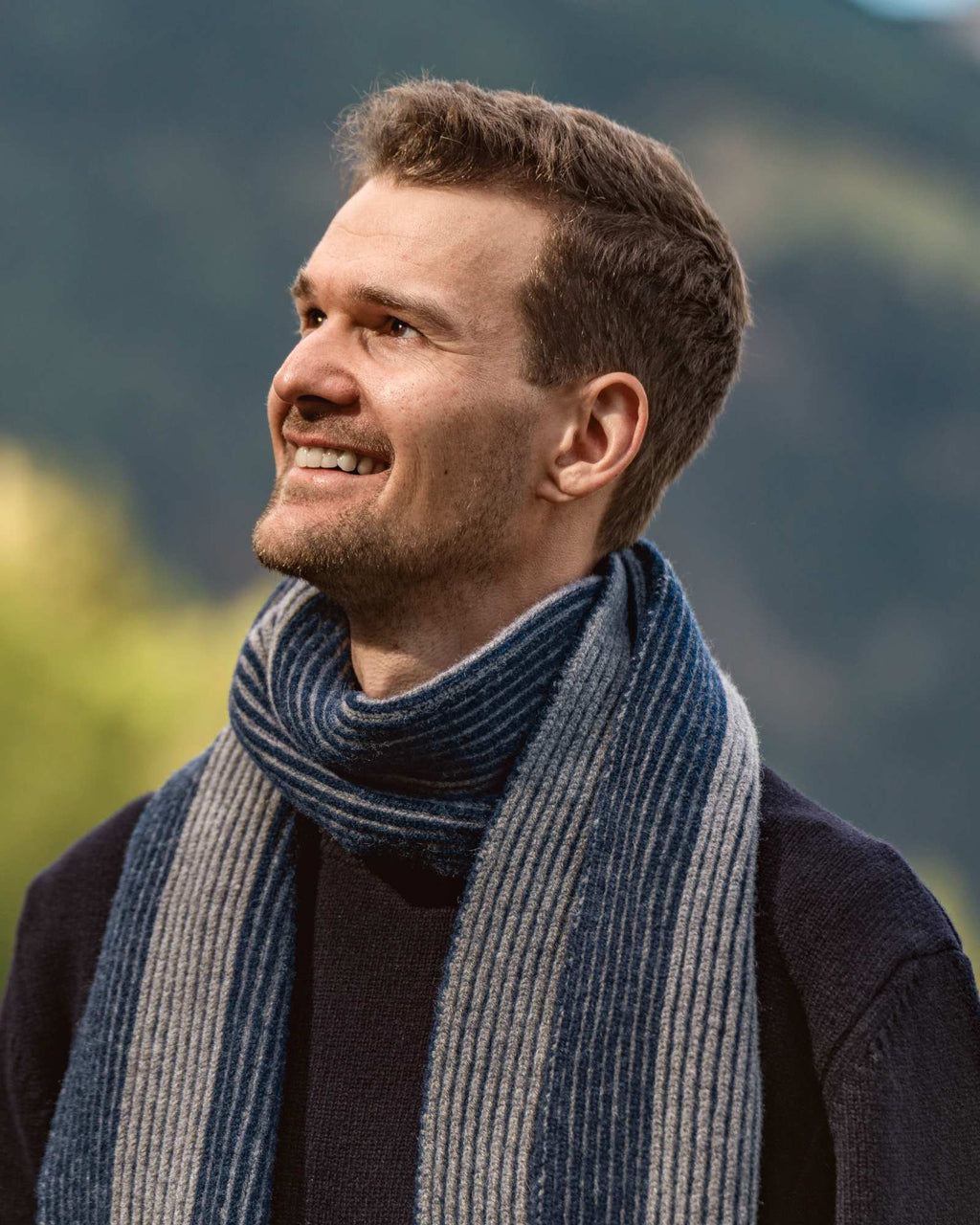 TreeScarf Reclaimed Wool Navy Mel-Grey