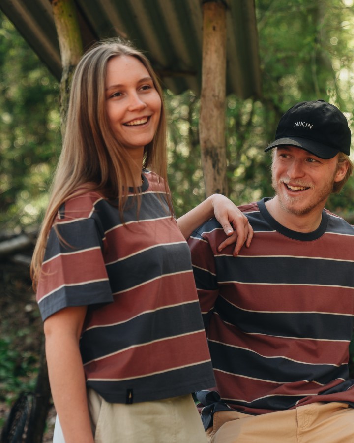 TreeShirt Striped Oversized Women Dark Ink-Blush