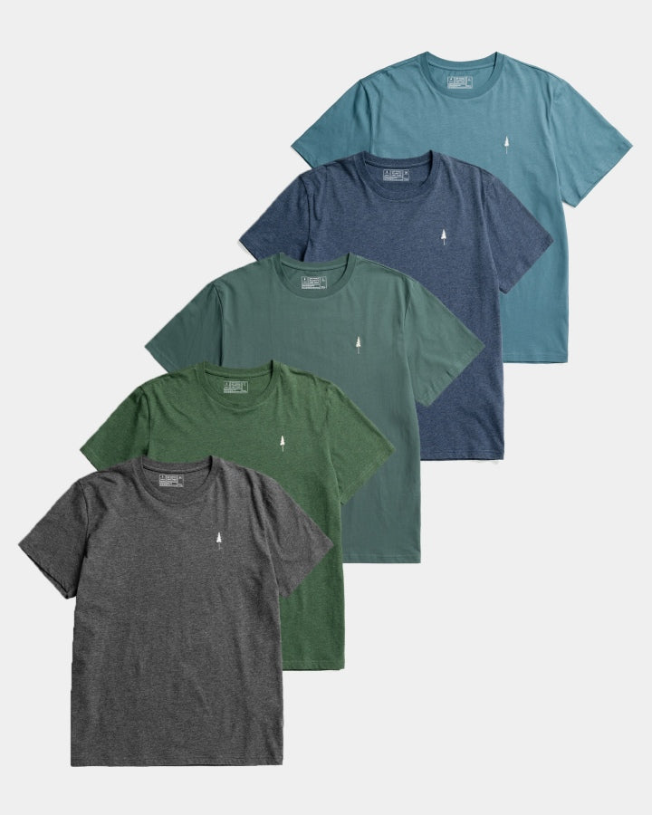 NIKIN TreeShirt 5er-Pack T-Shirts, Bio-Baumwolle, kurzarm, im Fächer angeordnet.